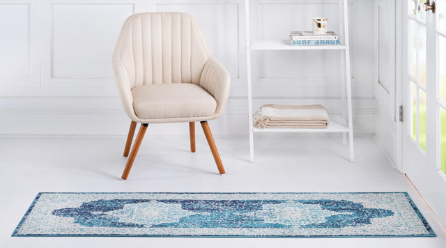 Navy Blue 2' 2 x 6' Charm Runner Area Rug 100% Polypropylene With Jute Backing Traditional Vintage Distressed Look Carpet for Living Rooms Dining Office Space for Sale at Rug Engine