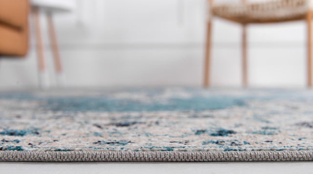 Turquoise 8' x 10' Charm Rectangle Area Rug 100% Polypropylene With Jute Backing Traditional Vintage Distressed Look Carpet for Living Rooms Dining Office Space for Sale at Rug Engine