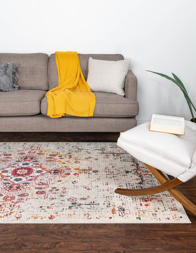 Beige 5' 1 x 8' Charm Rectangle Area Rug 100% Polypropylene With Jute Backing Traditional Vintage Distressed Look Carpet for Living Rooms Dining Office Space for Sale at Rug Engine