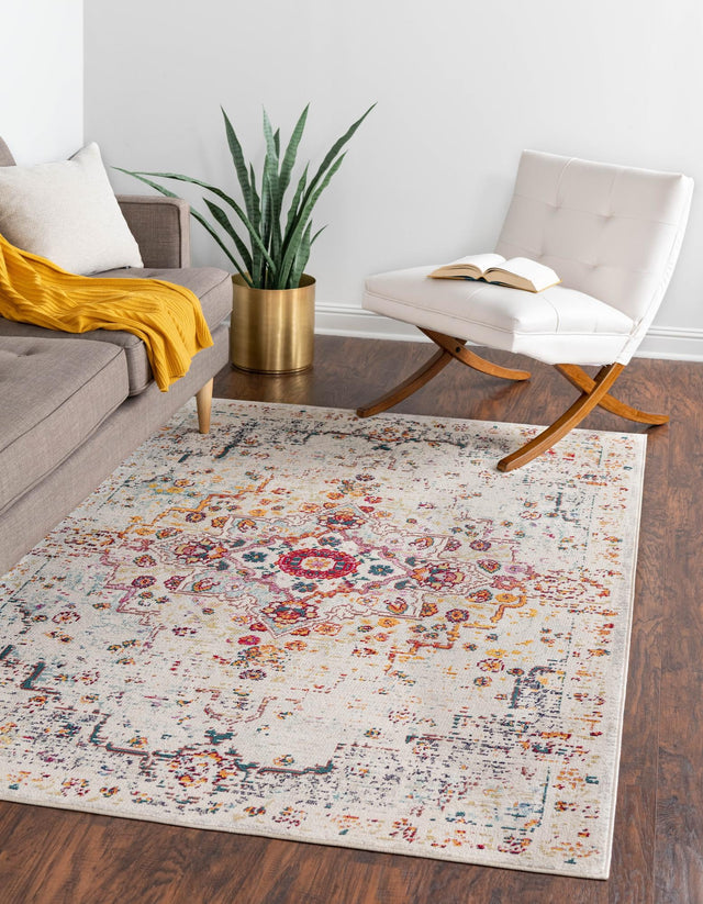 Beige 5' 1 x 8' Charm Rectangle Area Rug 100% Polypropylene With Jute Backing Traditional Vintage Distressed Look Carpet for Living Rooms Dining Office Space for Sale at Rug Engine