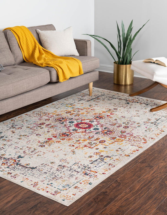 Beige 7' 10 x 11' Charm Rectangle Area Rug 100% Polypropylene With Jute Backing Traditional Vintage Distressed Look Carpet for Living Rooms Dining Office Space for Sale at Rug Engine