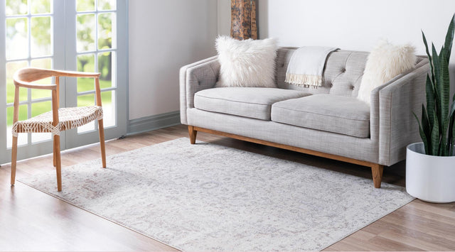 Light Gray 8' x 10' Charm Rectangle Area Rug 100% Polypropylene With Jute Backing Traditional Vintage Distressed Look Carpet for Living Rooms Dining Office Space for Sale at Rug Engine