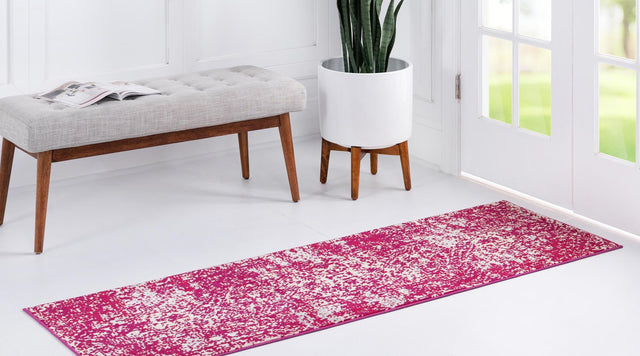 Pink 2' 2 x 6' Charm Runner Area Rug 100% Polypropylene With Jute Backing Traditional Vintage Distressed Look Carpet for Living Rooms Dining Office Space for Sale at Rug Engine
