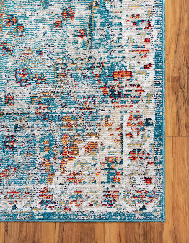 Turquoise 4' 1 x 6' 1 Charm Rectangle Area Rug 100% Polypropylene With Jute Backing Traditional Vintage Distressed Look Carpet for Living Rooms Dining Office Space for Sale at Rug Engine