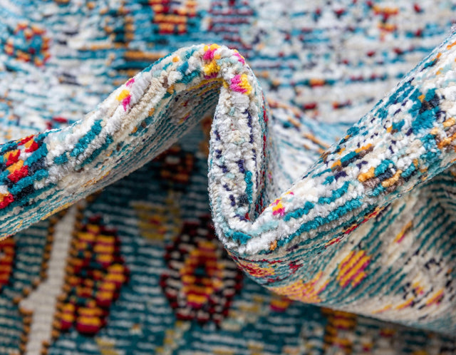 Turquoise 2' 7 x 10' Charm Runner Area Rug 100% Polypropylene With Jute Backing Traditional Vintage Distressed Look Carpet for Living Rooms Dining Office Space for Sale at Rug Engine