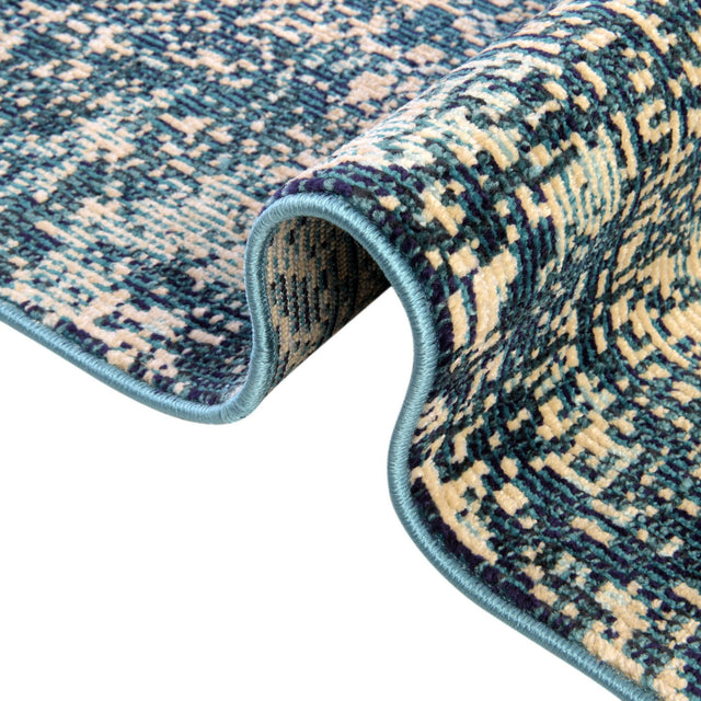 Navy Blue 2' 2 x 6' 1 Charm Runner Area Rug 100% Polypropylene With Jute Backing Traditional Vintage Distressed Look Carpet for Living Rooms Dining Office Space for Sale at Rug Engine
