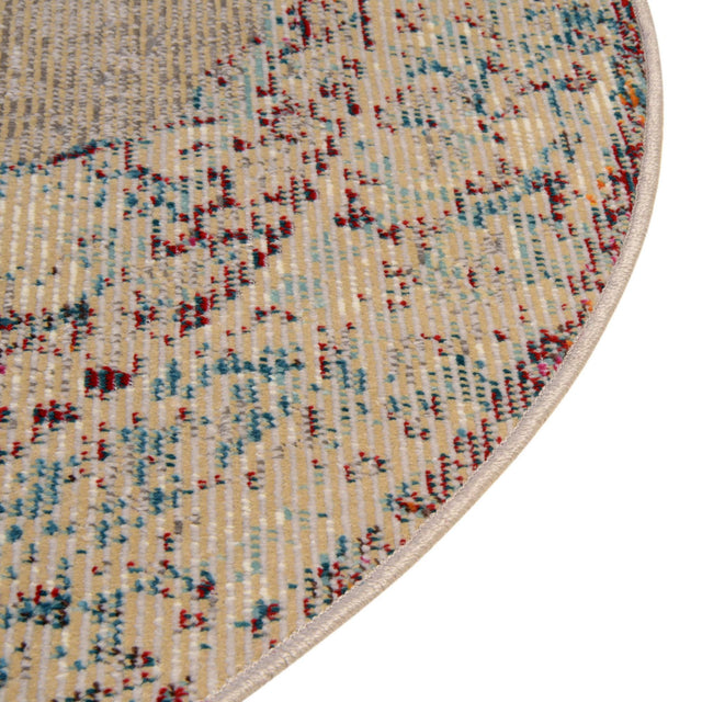 Gray 4' 1 x 4' 1 Charm Round Area Rug 100% Polypropylene With Jute Backing Traditional Vintage Distressed Look Carpet for Living Rooms Dining Office Space for Sale at Rug Engine