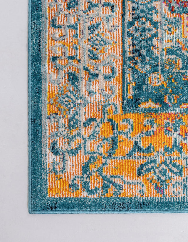 Turquoise 2' 7 x 13' 1 Charm Runner Area Rug 100% Polypropylene With Jute Backing Traditional Vintage Distressed Look Carpet for Living Rooms Dining Office Space for Sale at Rug Engine