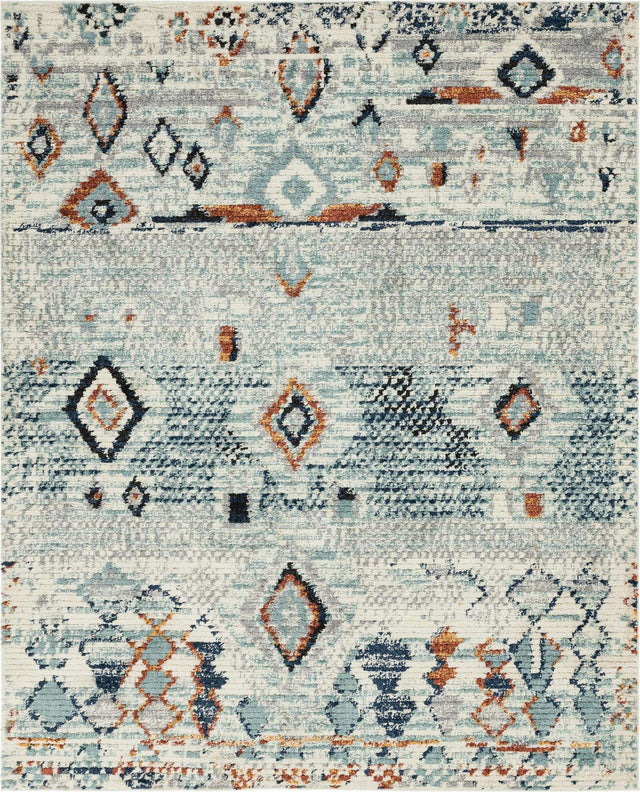 Light Blue 8' x 10' Morocco Rectangle Area Rug 100% Polyester Traditional Classic Carpet for Moroccan Inspired Interior Design Home Decor for Sale at Rug Engine