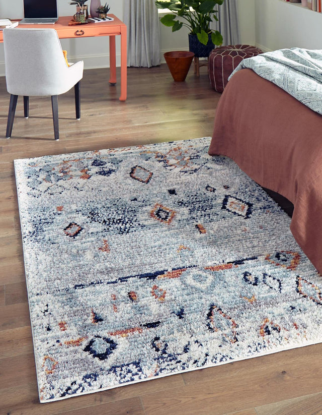 Light Blue 2' 2 x 3' 1 Morocco Rectangle Area Rug 100% Polyester Traditional Classic Carpet for Moroccan Inspired Interior Design Home Decor for Sale at Rug Engine