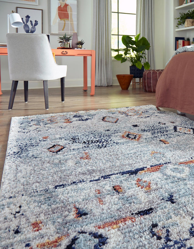 Light Blue 8' x 10' Morocco Rectangle Area Rug 100% Polyester Traditional Classic Carpet for Moroccan Inspired Interior Design Home Decor for Sale at Rug Engine