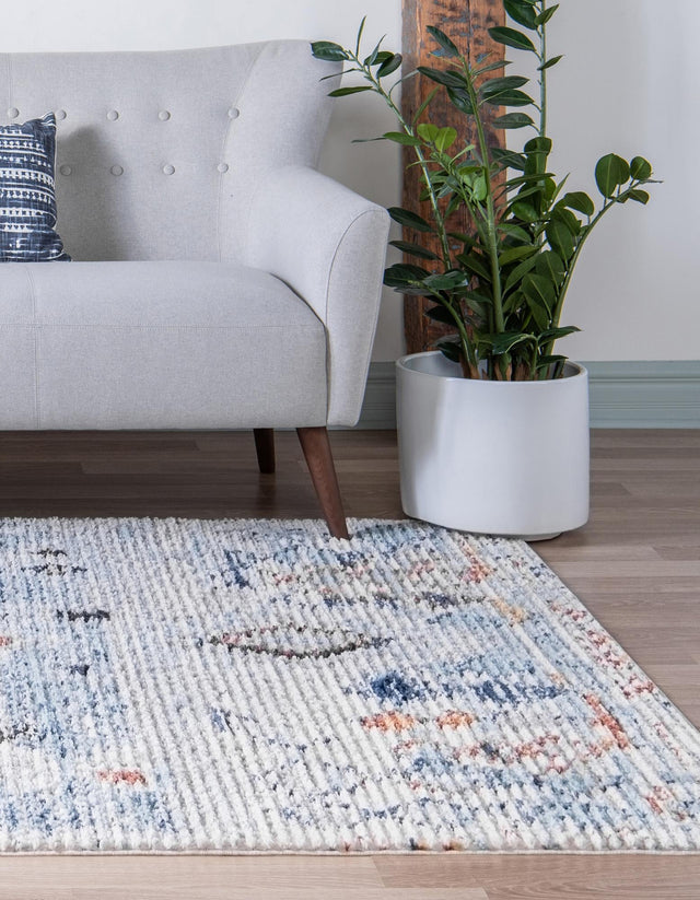 Light Blue 4' 1 x 6' 1 Morocco Rectangle Area Rug 100% Polyester Traditional Classic Carpet for Moroccan Inspired Interior Design Home Decor for Sale at Rug Engine