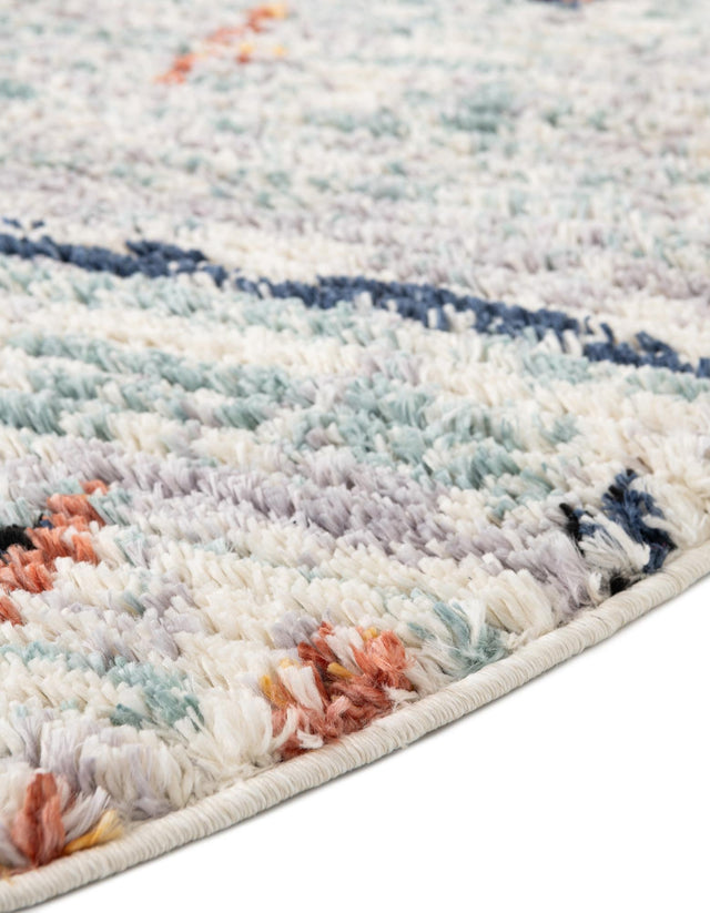 Light Blue 7' x 7' Morocco Round Area Rug 100% Polyester Traditional Classic Carpet for Moroccan Inspired Interior Design Home Decor for Sale at Rug Engine