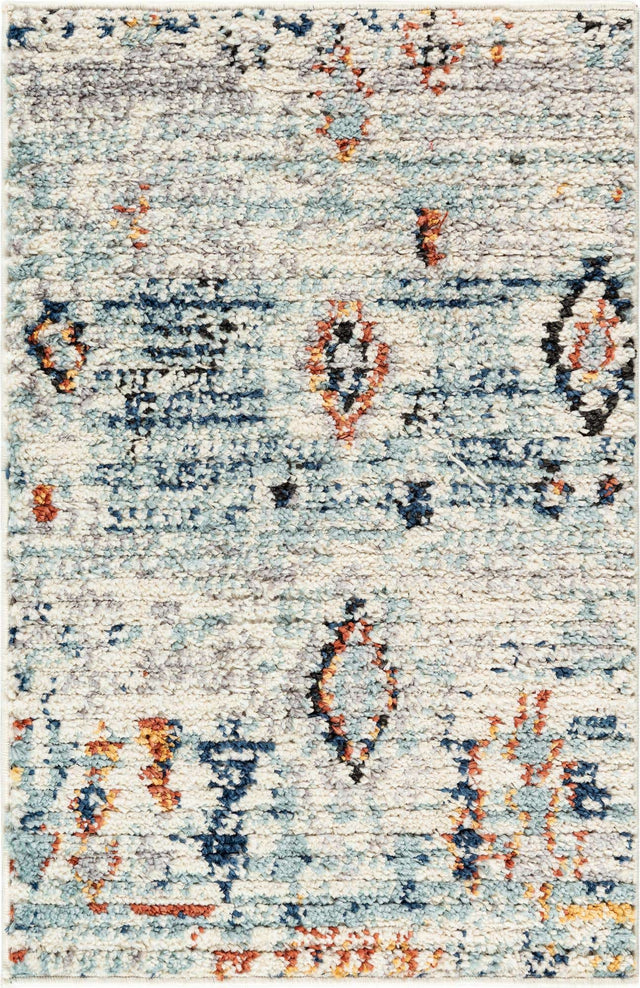 Light Blue 2' 2 x 3' 1 Morocco Rectangle Area Rug 100% Polyester Traditional Classic Carpet for Moroccan Inspired Interior Design Home Decor for Sale at Rug Engine