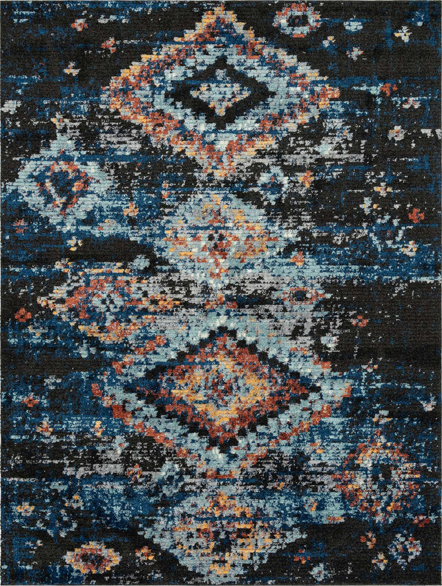 Navy Blue 9' x 12' 2 Morocco Rectangle Area Rug 100% Polyester Traditional Classic Carpet for Moroccan Inspired Interior Design Home Decor for Sale at Rug Engine