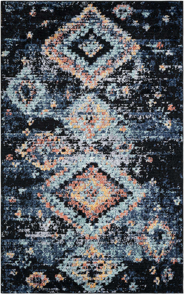 Navy Blue 5' x 8' Morocco Rectangle Area Rug 100% Polyester Traditional Classic Carpet for Moroccan Inspired Interior Design Home Decor for Sale at Rug Engine
