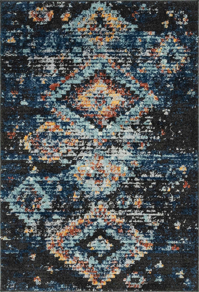 Navy Blue 4' x 6' Morocco Rectangle Area Rug 100% Polyester Traditional Classic Carpet for Moroccan Inspired Interior Design Home Decor for Sale at Rug Engine