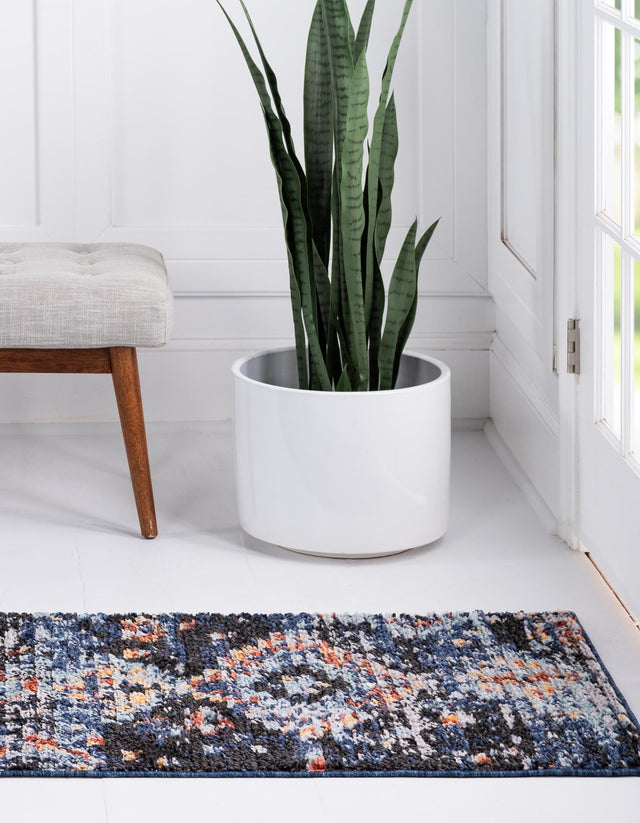 Navy Blue 2' 7 x 10' Morocco Runner Area Rug 100% Polyester Traditional Classic Carpet for Moroccan Inspired Interior Design Home Decor for Sale at Rug Engine