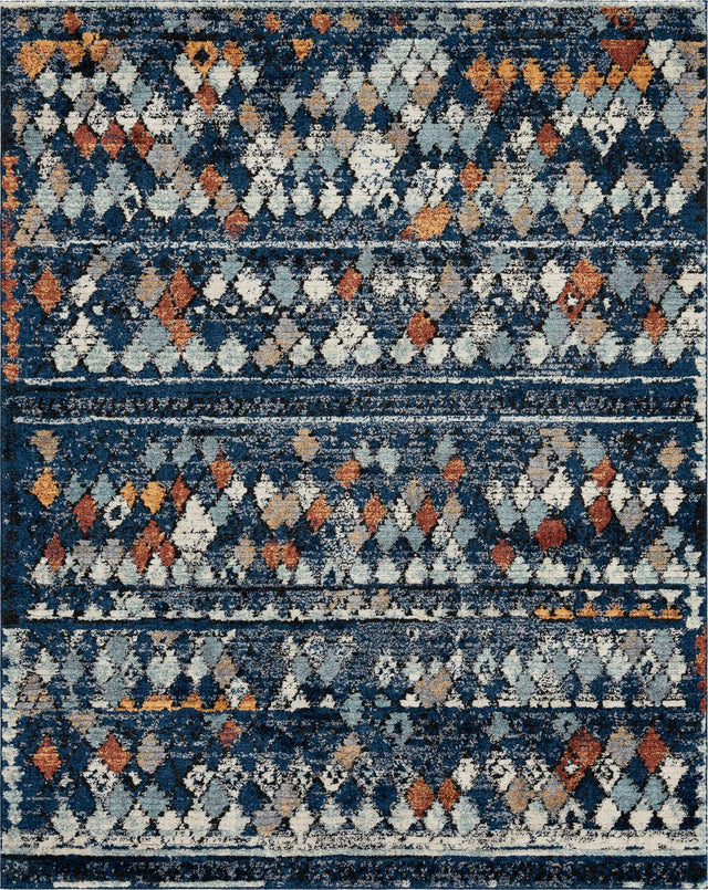 Navy Blue 8' x 10' Morocco Rectangle Area Rug 100% Polyester Traditional Classic Carpet for Moroccan Inspired Interior Design Home Decor for Sale at Rug Engine