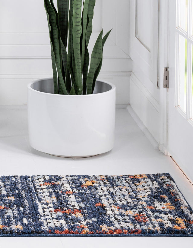 Navy Blue 2' 2 x 6' 1 Morocco Runner Area Rug 100% Polyester Traditional Classic Carpet for Moroccan Inspired Interior Design Home Decor for Sale at Rug Engine
