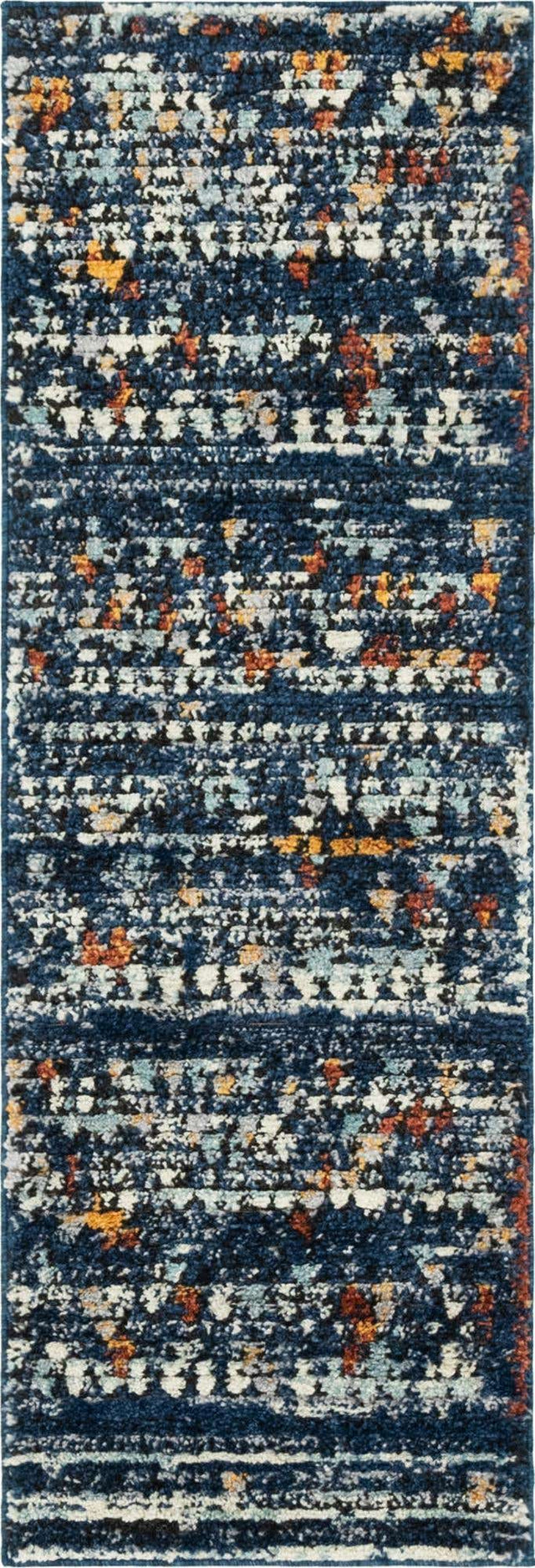 Navy Blue 2' 2 x 6' 1 Morocco Runner Area Rug 100% Polyester Traditional Classic Carpet for Moroccan Inspired Interior Design Home Decor for Sale at Rug Engine