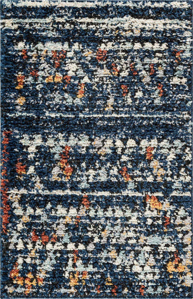 Navy Blue 2' 2 x 3' 1 Morocco Rectangle Area Rug 100% Polyester Traditional Classic Carpet for Moroccan Inspired Interior Design Home Decor for Sale at Rug Engine