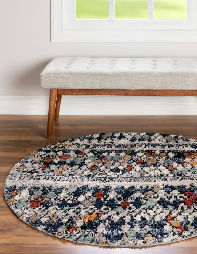 Multicolor 7' x 7' Morocco Round Area Rug 100% Polyester Traditional Classic Carpet for Moroccan Inspired Interior Design Home Decor for Sale at Rug Engine