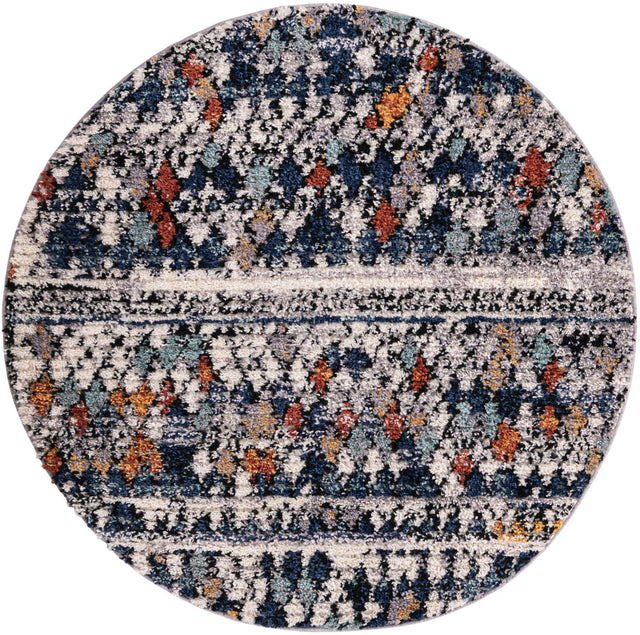 Multicolor 4' 1 x 4' 1 Morocco Round Area Rug 100% Polyester Traditional Classic Carpet for Moroccan Inspired Interior Design Home Decor for Sale at Rug Engine