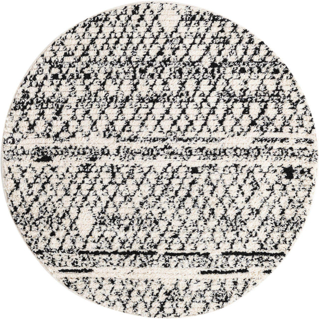Ivory 4' 1 x 4' 1 Morocco Round Area Rug 100% Polyester Traditional Classic Carpet for Moroccan Inspired Interior Design Home Decor for Sale at Rug Engine