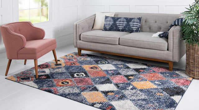 Blue 5' 1 x 8' Morocco Rectangle Area Rug 100% Polyester Traditional Classic Carpet for Moroccan Inspired Interior Design Home Decor for Sale at Rug Engine