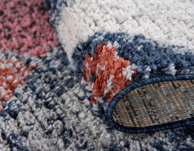 Blue 4' 1 x 4' 1 Morocco Round Area Rug 100% Polyester Traditional Classic Carpet for Moroccan Inspired Interior Design Home Decor for Sale at Rug Engine