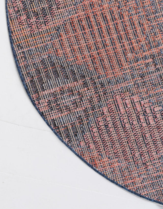 Blue 7' x 7' Morocco Round Area Rug 100% Polyester Traditional Classic Carpet for Moroccan Inspired Interior Design Home Decor for Sale at Rug Engine