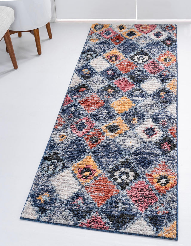 Blue 2' 7 x 10' Morocco Runner Area Rug 100% Polyester Traditional Classic Carpet for Moroccan Inspired Interior Design Home Decor for Sale at Rug Engine