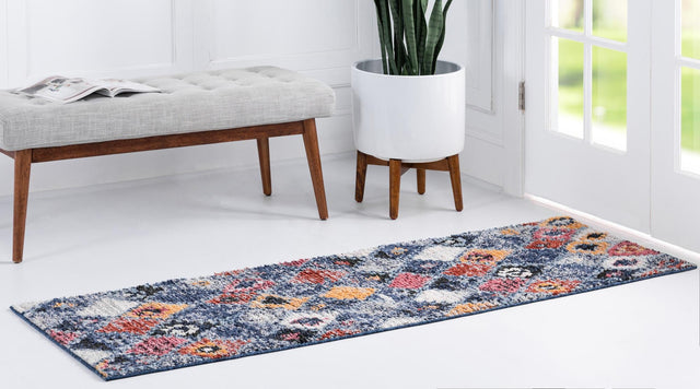 Blue 2' 7 x 10' Morocco Runner Area Rug 100% Polyester Traditional Classic Carpet for Moroccan Inspired Interior Design Home Decor for Sale at Rug Engine