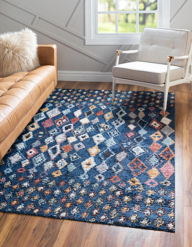 Navy Blue 2' 2 x 3' 1 Morocco Rectangle Area Rug 100% Polyester Traditional Classic Carpet for Moroccan Inspired Interior Design Home Decor for Sale at Rug Engine
