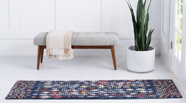 Navy Blue 2' 2 x 6' 1 Morocco Runner Area Rug 100% Polyester Traditional Classic Carpet for Moroccan Inspired Interior Design Home Decor for Sale at Rug Engine