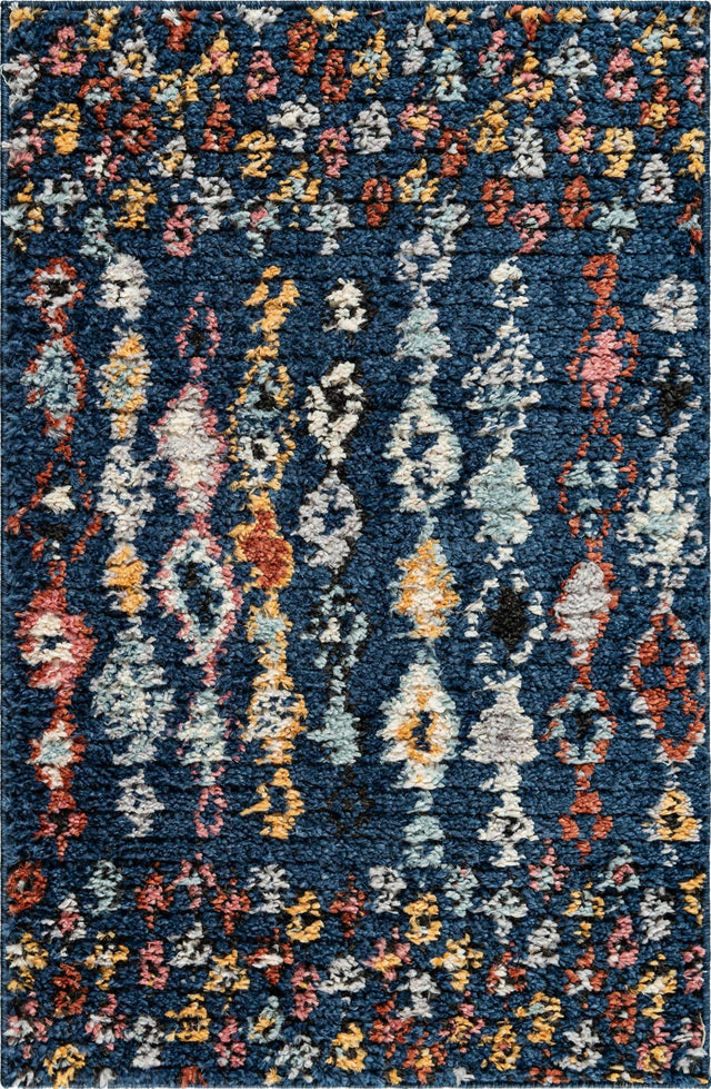 Navy Blue 2' 2 x 3' 1 Morocco Rectangle Area Rug 100% Polyester Traditional Classic Carpet for Moroccan Inspired Interior Design Home Decor for Sale at Rug Engine