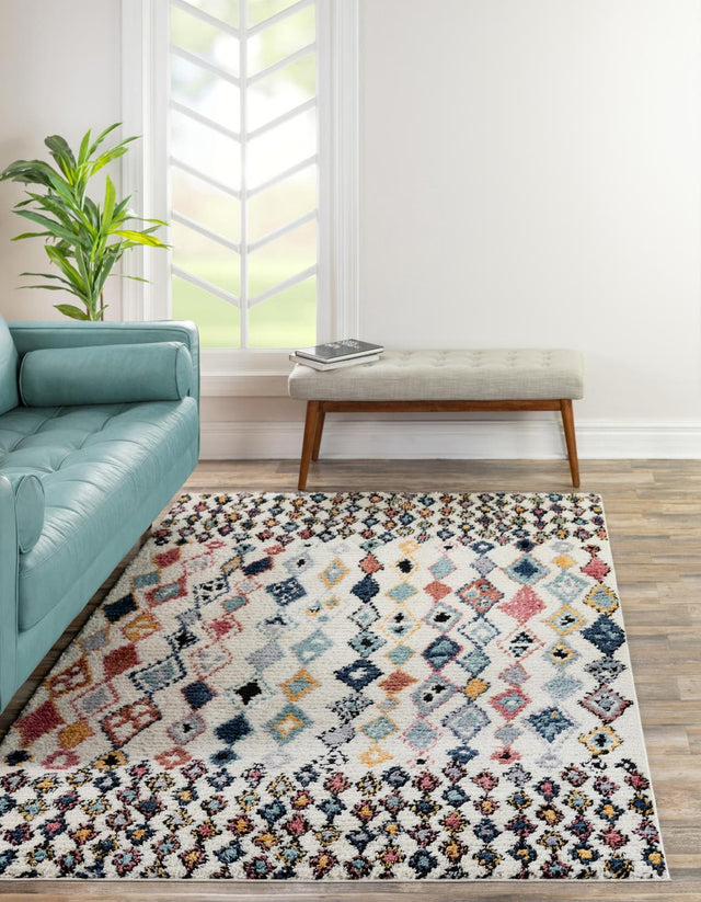 Multicolor 4' 1 x 6' 1 Morocco Rectangle Area Rug 100% Polyester Traditional Classic Carpet for Moroccan Inspired Interior Design Home Decor for Sale at Rug Engine