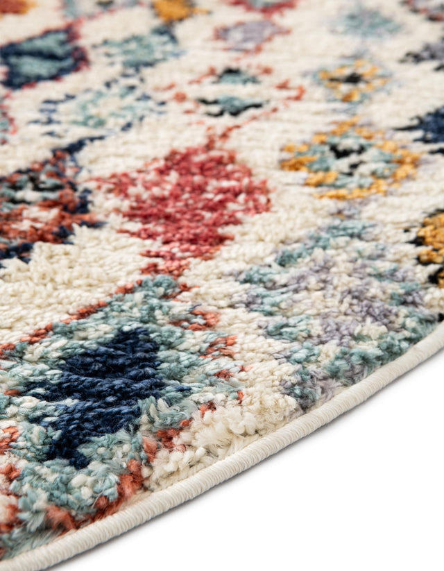 Multicolor 4' x 4' Morocco Round Area Rug 100% Polyester Traditional Classic Carpet for Moroccan Inspired Interior Design Home Decor for Sale at Rug Engine