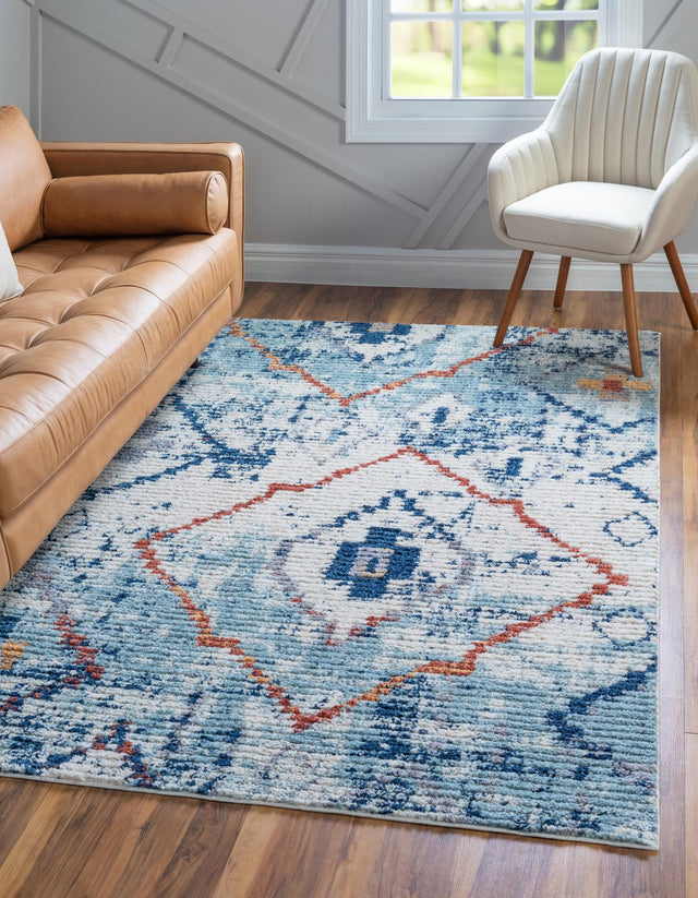 Light Blue 2' 2 x 3' 1 Morocco Rectangle Area Rug 100% Polyester Traditional Classic Carpet for Moroccan Inspired Interior Design Home Decor for Sale at Rug Engine
