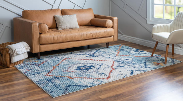 Light Blue 2' 2 x 3' 1 Morocco Rectangle Area Rug 100% Polyester Traditional Classic Carpet for Moroccan Inspired Interior Design Home Decor for Sale at Rug Engine