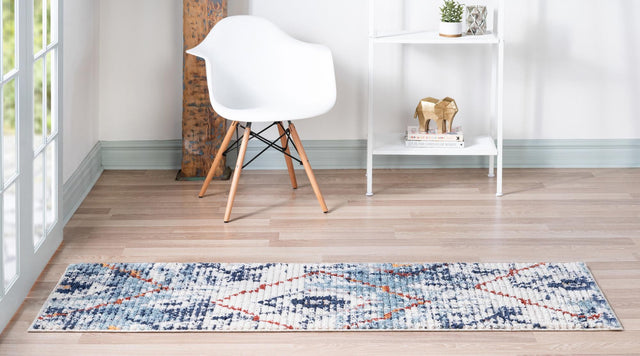 Light Blue 2' 2 x 6' 1 Morocco Runner Area Rug 100% Polyester Traditional Classic Carpet for Moroccan Inspired Interior Design Home Decor for Sale at Rug Engine