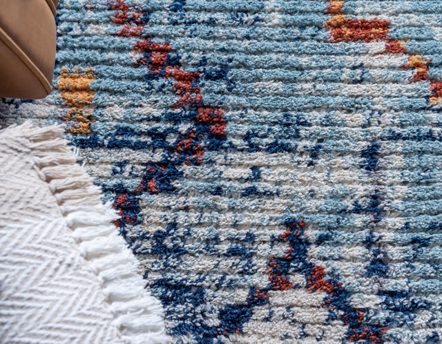 Light Blue 2' 7 x 10' Morocco Runner Area Rug 100% Polyester Traditional Classic Carpet for Moroccan Inspired Interior Design Home Decor for Sale at Rug Engine