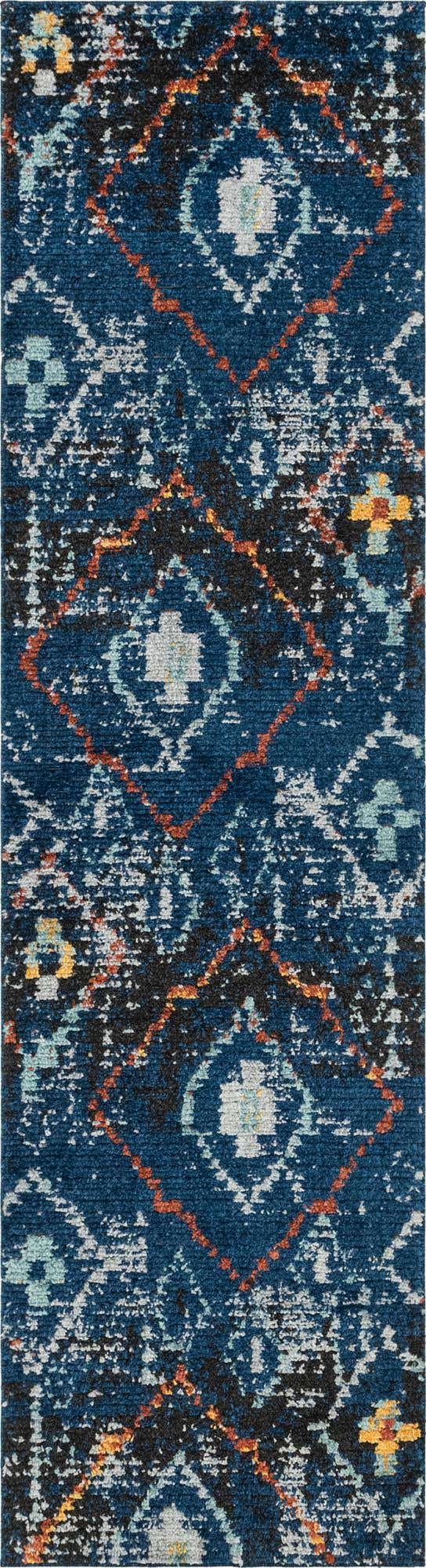 Navy Blue 2' 7 x 10' Morocco Runner Area Rug 100% Polyester Traditional Classic Carpet for Moroccan Inspired Interior Design Home Decor for Sale at Rug Engine