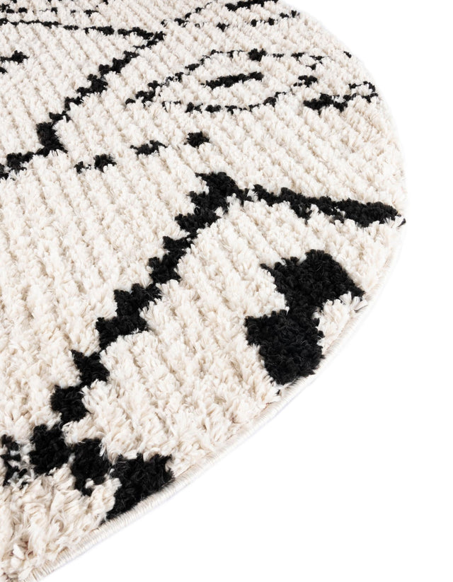 Ivory 7' x 7' Morocco Round Area Rug 100% Polyester Traditional Classic Carpet for Moroccan Inspired Interior Design Home Decor for Sale at Rug Engine