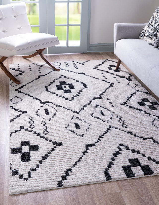 Ivory 4' 1 x 6' 1 Morocco Rectangle Area Rug 100% Polyester Traditional Classic Carpet for Moroccan Inspired Interior Design Home Decor for Sale at Rug Engine