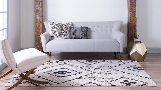 Ivory 4' 1 x 6' 1 Morocco Rectangle Area Rug 100% Polyester Traditional Classic Carpet for Moroccan Inspired Interior Design Home Decor for Sale at Rug Engine