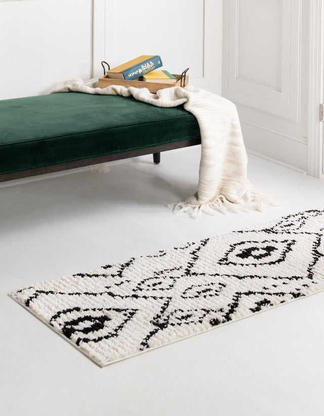 Ivory 2' 2 x 6' 1 Morocco Runner Area Rug 100% Polyester Traditional Classic Carpet for Moroccan Inspired Interior Design Home Decor for Sale at Rug Engine