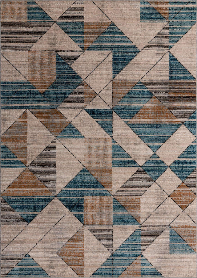 Blue 7' 1 x 10' Leipzig Rectangle Area Rug 75% Polypropylene & 25% Polyester Modern Contemporary Carpet for Kitchens, Bedroom, Living Room Home Decor for Sale at Rug Engine