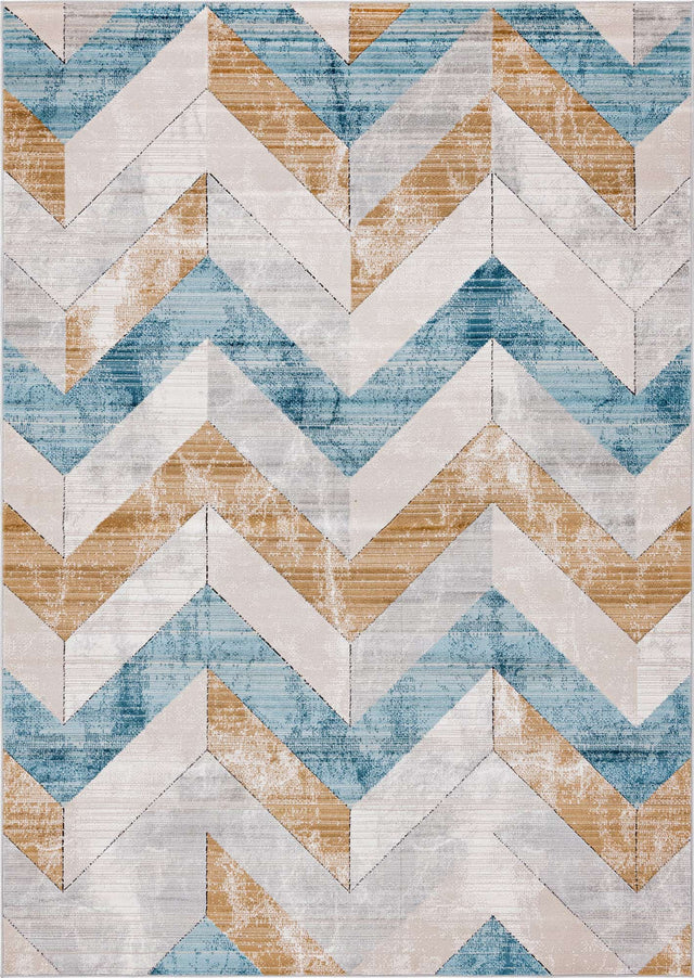 Blue 7' 1 x 10' Leipzig Rectangle Area Rug 75% Polypropylene & 25% Polyester Modern Contemporary Carpet for Kitchens, Bedroom, Living Room Home Decor for Sale at Rug Engine